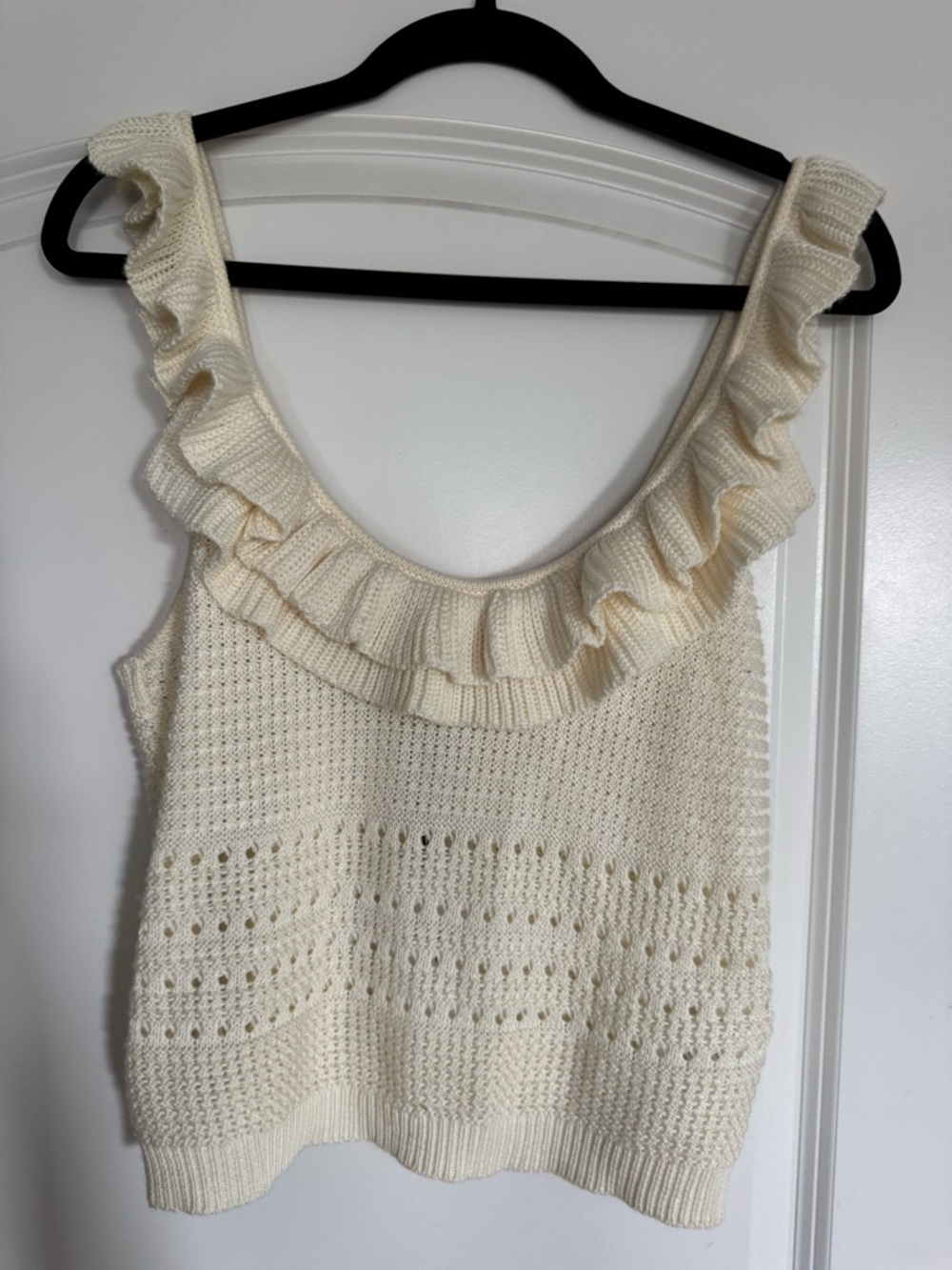 7 For All Mankind White Ruffle Knit Tank - Picture 3 of 5